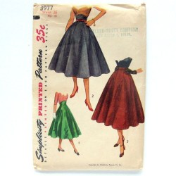 3977 1952 10 GORED FLARE SKIRT WIDE WAIST OR NOT PATTERN 26'' WST